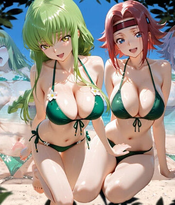【ちこりこ】ビーチで出会った美女をナンパしてメス堕ちさせた話 コー○ギアス編｜変身ヒロイン
